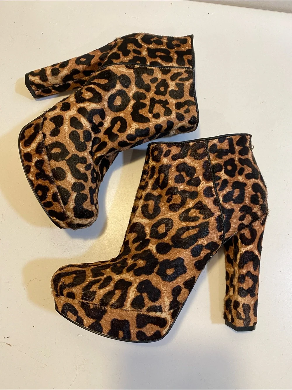 Michael Kors Leopard Print Platform Ankle Boots Brown Sz 5.5 M